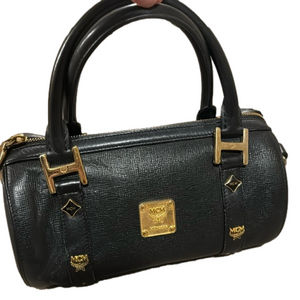 MCM Black Leather Small Boston Handbag
